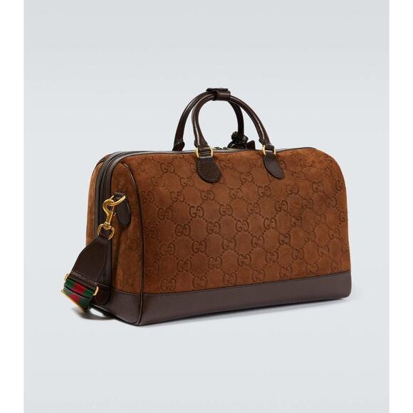 GUCCI LIMITED EDITION Gucci GG Suede Duffle Bag brown 19.7"W x 12.6"H x 10.6"D - Picture 4 of 9